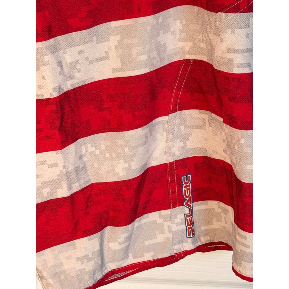 Pelagic Board Shorts Size 38 Fish Flag American Flag Fishing Trunks Patriotic - Picture 12 of 12